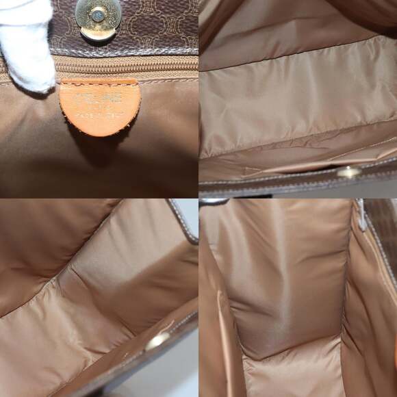 CELINE Macadam Canvas Tote Bag Pvc Leather Brown Gold - Picture 11 of 12